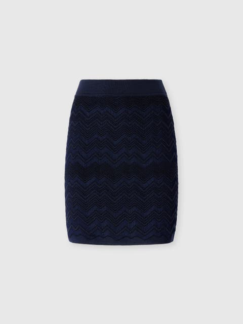 Zig Zag Viscose And Wool Mini Skirt