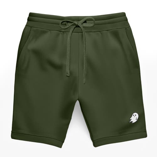 Dalix Mens Ghost Relaxed Fleece Sweat Elastic Shorts In Mil Green