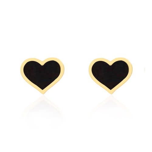 The Lovery Fine Jewelry Large Onyx Heart Stud Earrings In Black
