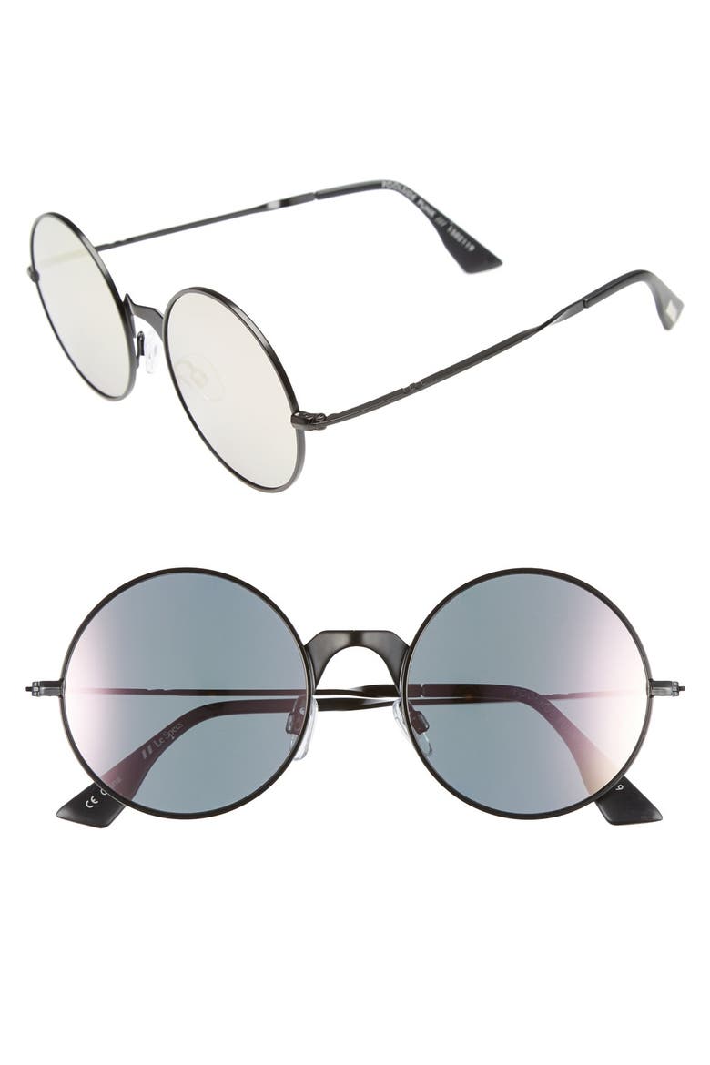 'Poolside Punk' 53mm Retro Sunglasses, Main, color, MATTE BLACK/ PEACH MIRROR