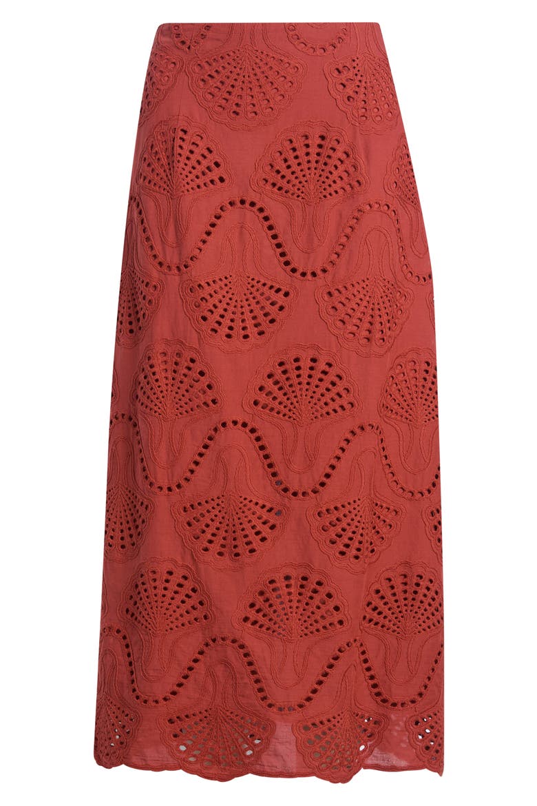 Cannes Eyelet Midi Skirt, Main, color, WINE