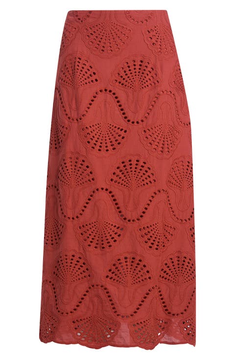 Cannes Eyelet Midi Skirt