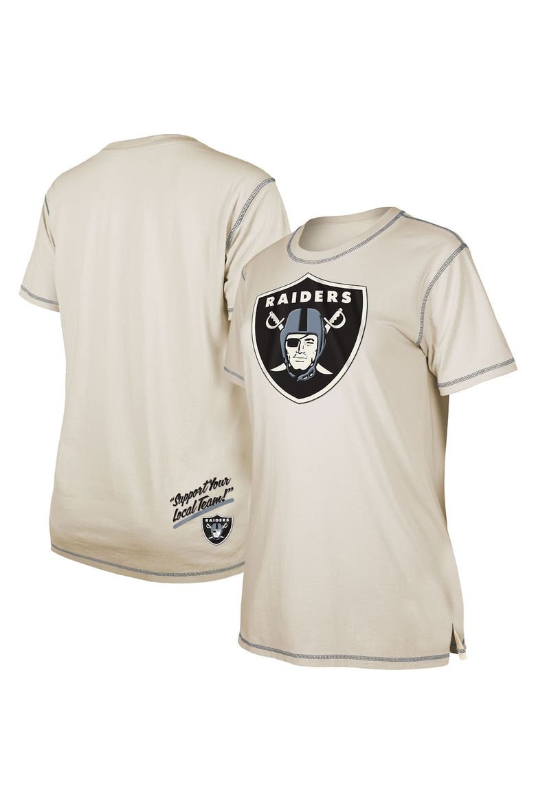 Women's New Era Cream Las Vegas Raiders Split T-Shirt, Main, color, Cream