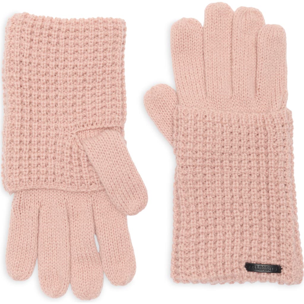 Allsaints Mixed Stitch Gloves In Pink