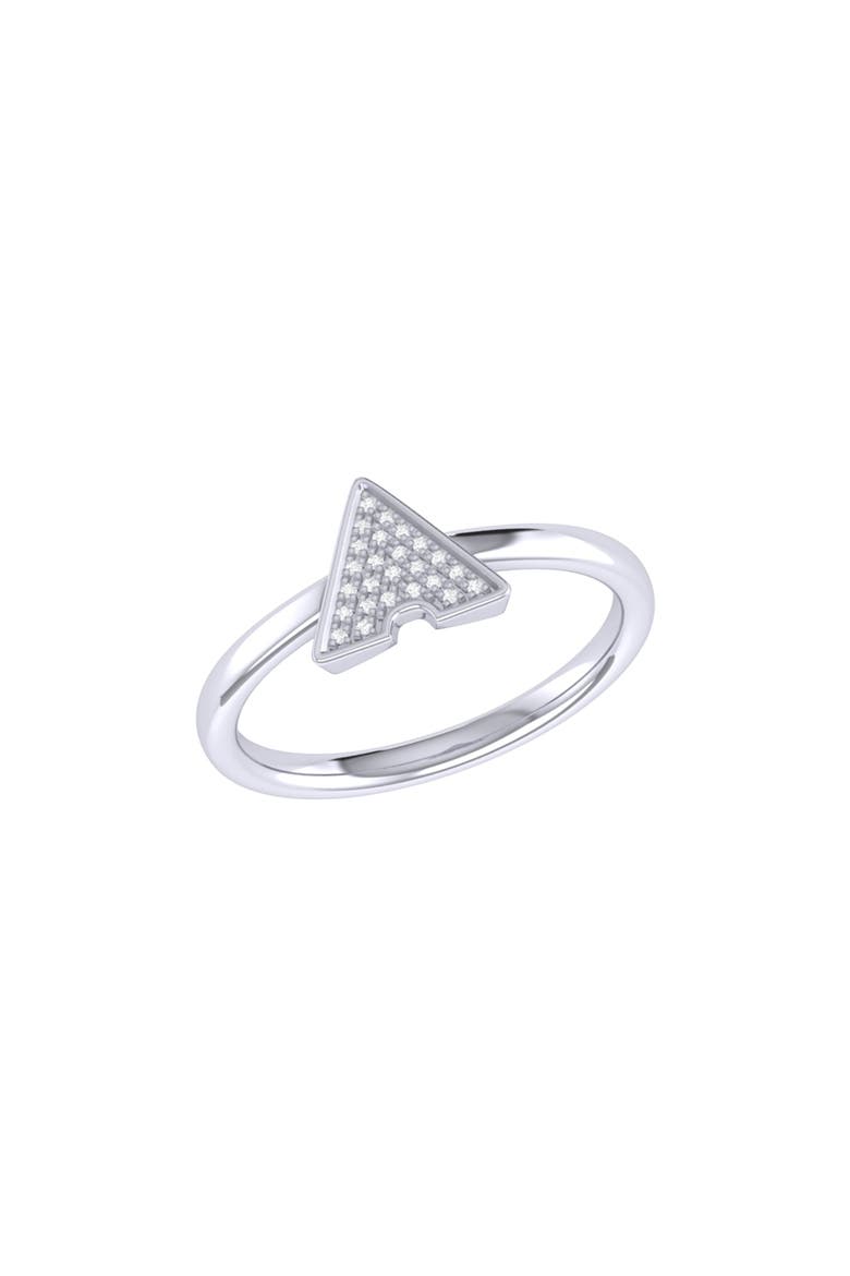 Skyscraper Triangle Sterling Silver Diamond Ring, Main, color, Silver