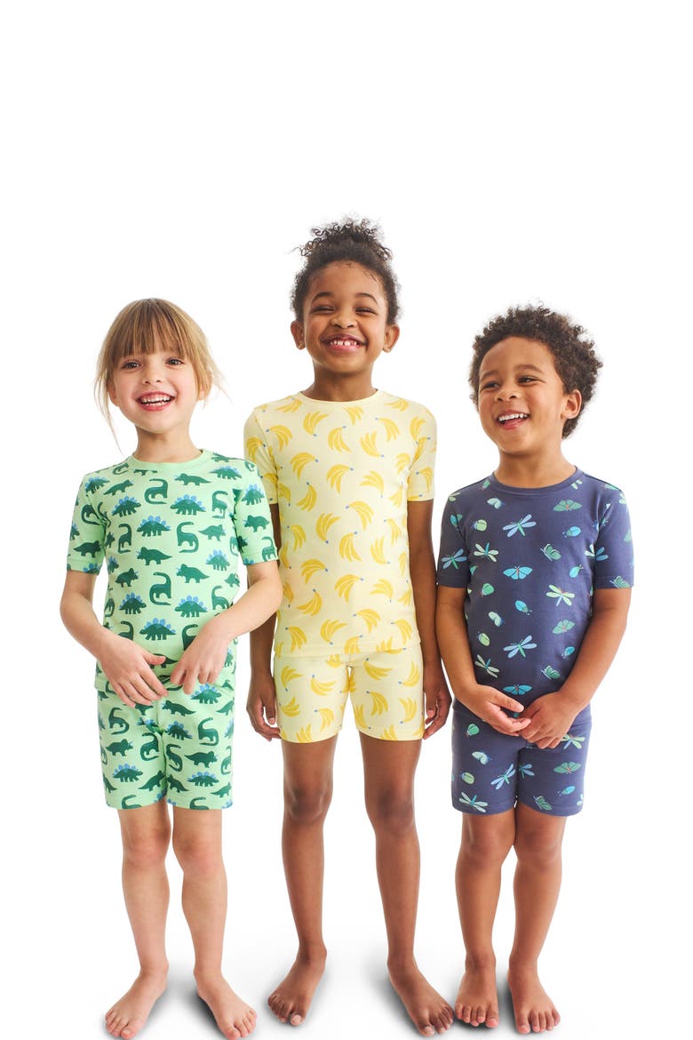 Kids Organic Pj Short In Critters, Alternate, color, Pear Dinosaurs