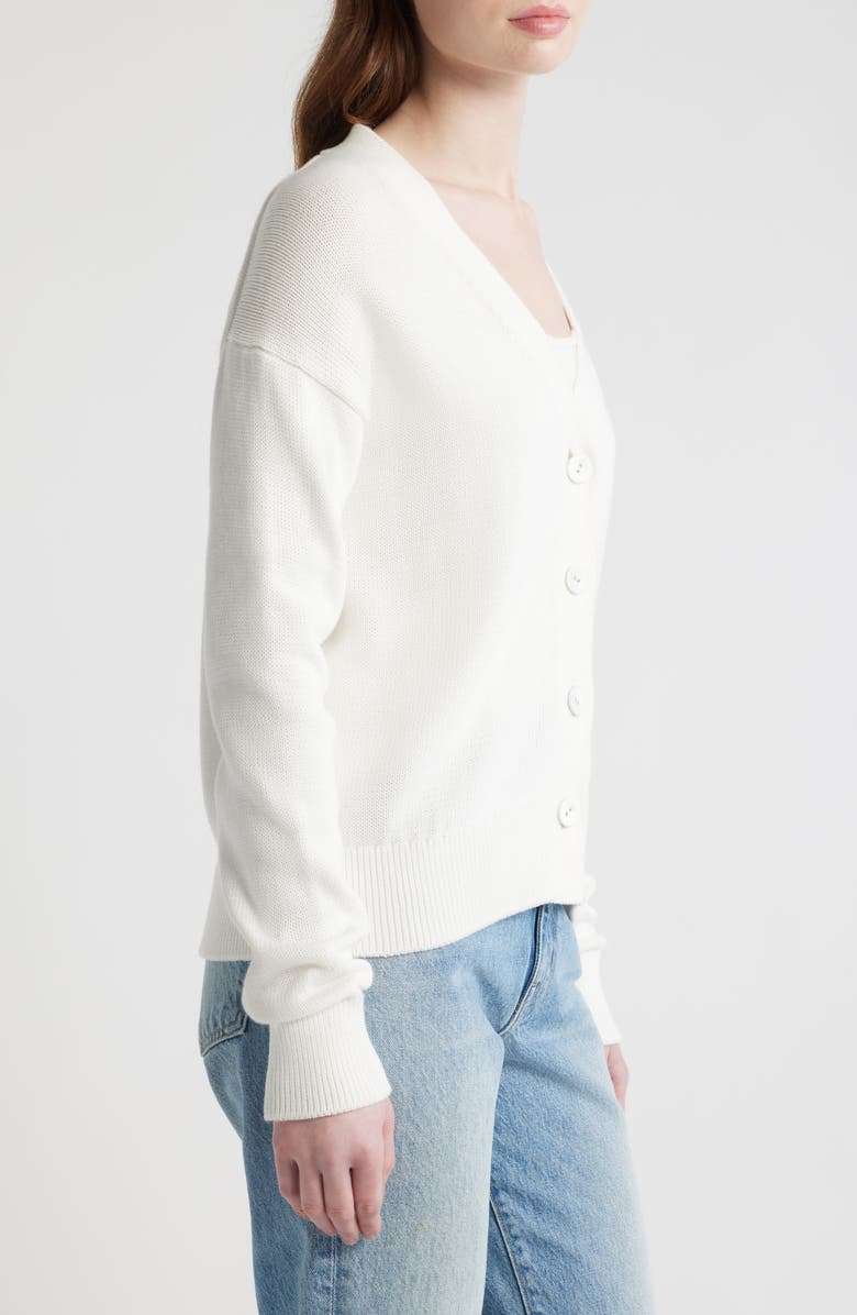 CISSA Button-Up Cotton Wrap Cardigan, Alternate, color, White Cotton Knit