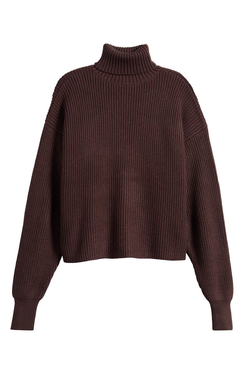 Good American Cozy Rib Turtleneck Sweater, Main, color, Bark003