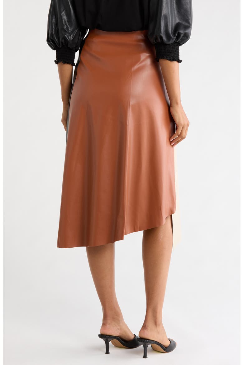 Paneled Faux Leather Midi Skirt, Alternate, color, BLACK