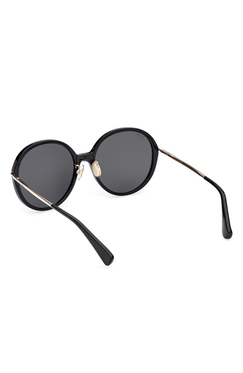 Max Mara 58mm Round Sunglasses, Alternate, color, Shiny Black / Smoke