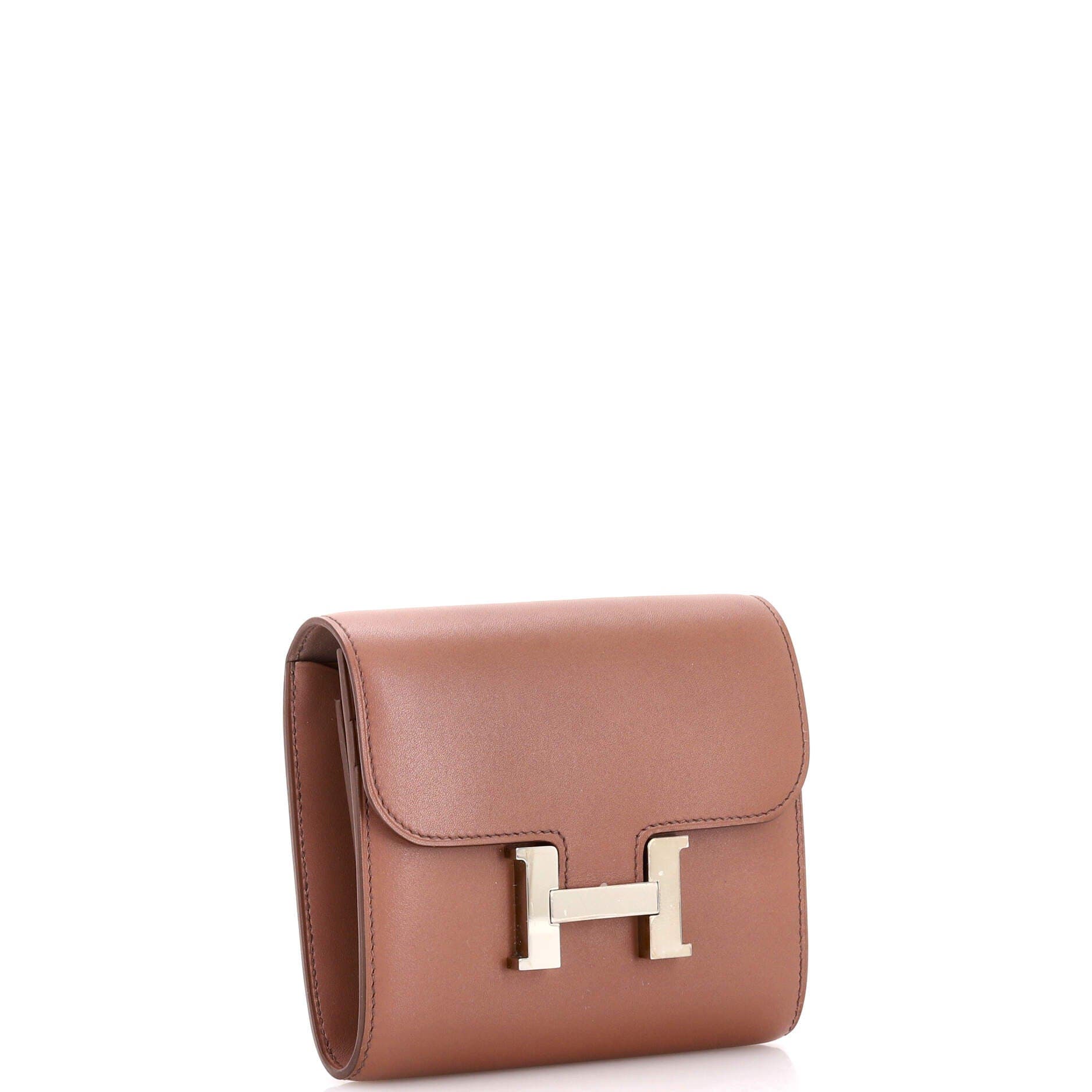 Pre-Owned Hermes Constance Wallet Tadelakt Compact, Alternate, color, Griolet