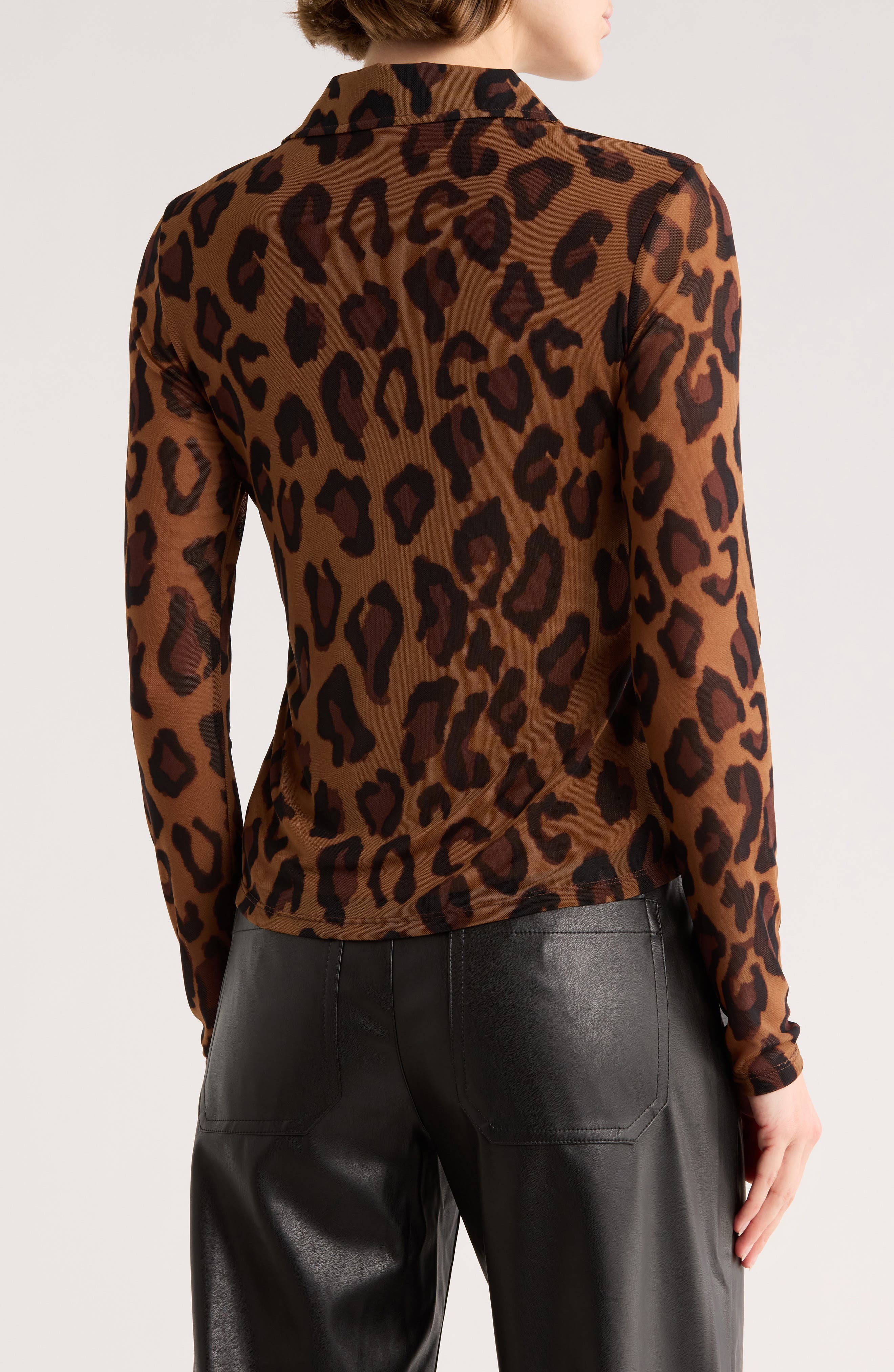 Long Sleeve Mesh Button-Up Shirt - image 2