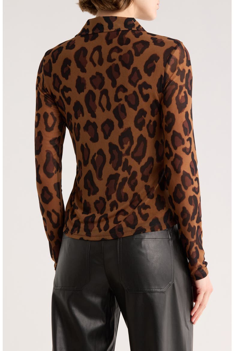 Long Sleeve Mesh Button-Up Shirt, Alternate, color, BRONZED FELINE BROWN