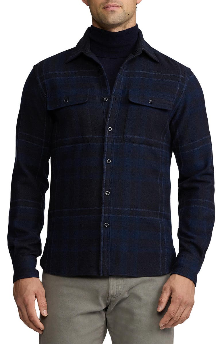 Ralph Lauren Purple Label Plaid Wool, Silk & Cashmere Button-Up Shirt, Main, color,