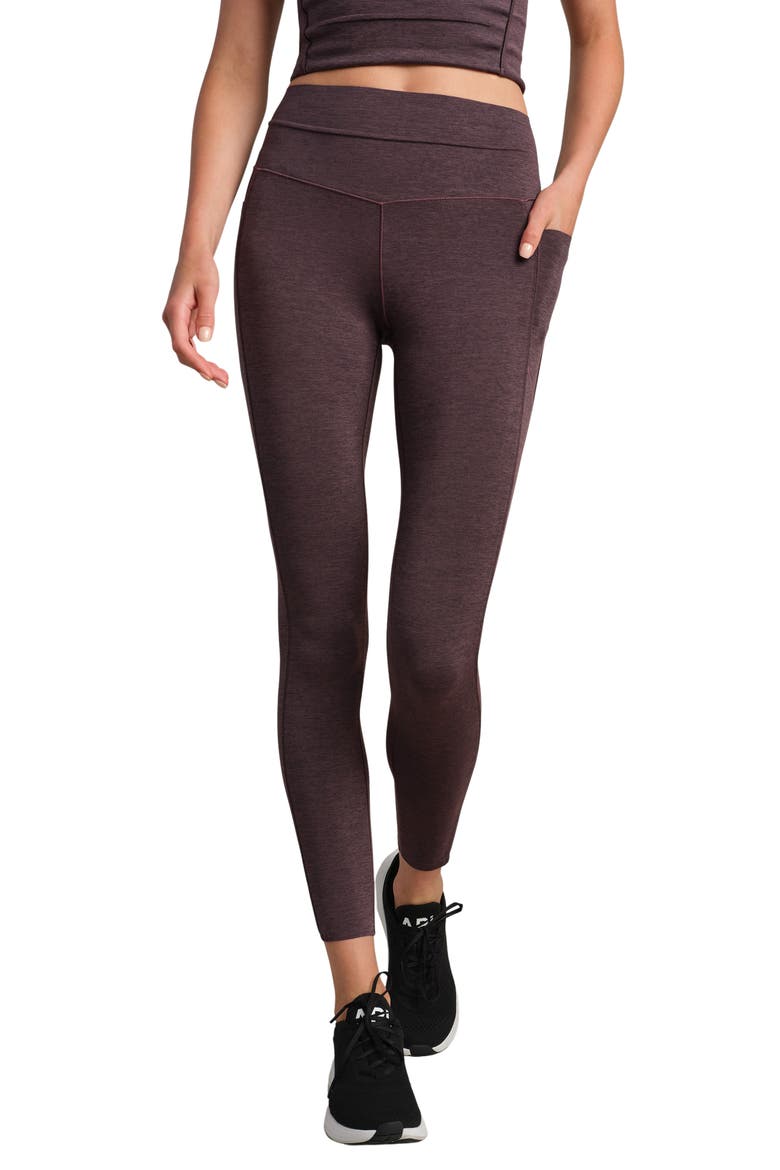 Heather Revive Pocket 7/8 Leggings, Main, color, DEEP MAUVE HEATHER
