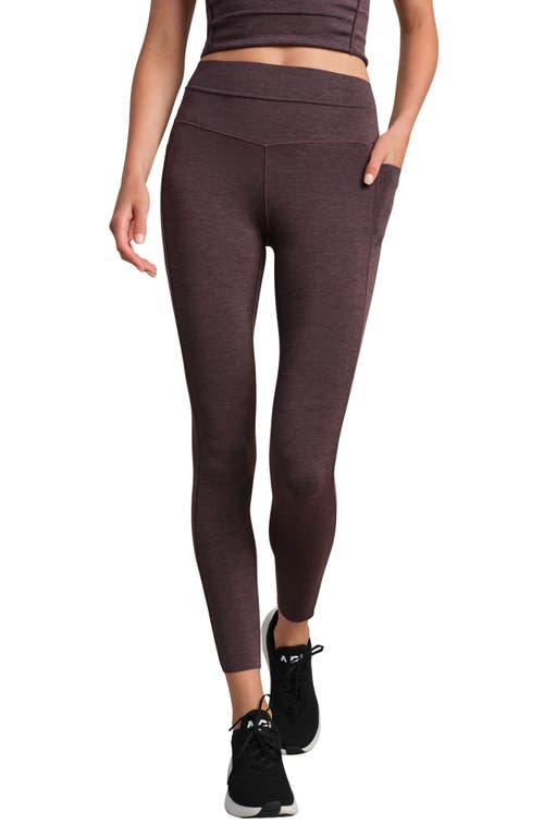 Rhone Heather Revive Pocket 7/8 Leggings In Brown