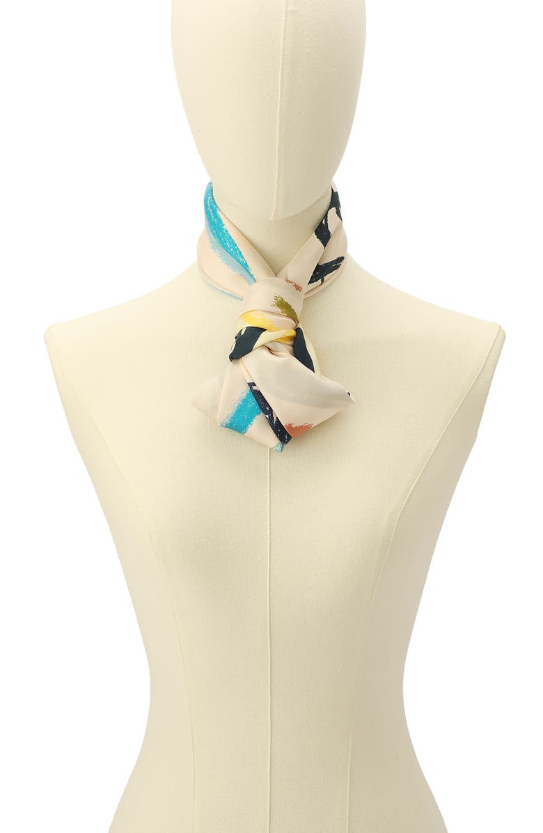 Kate Spade New York scribble silk square scarf, Alternate, color, Ivory