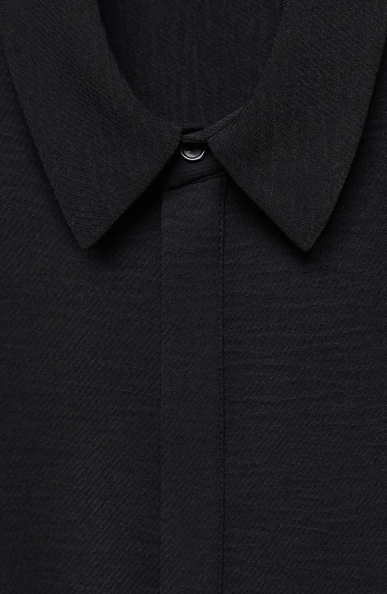 MANGO Textured Crop Woven Button-Up Shirt, Alternate, color,