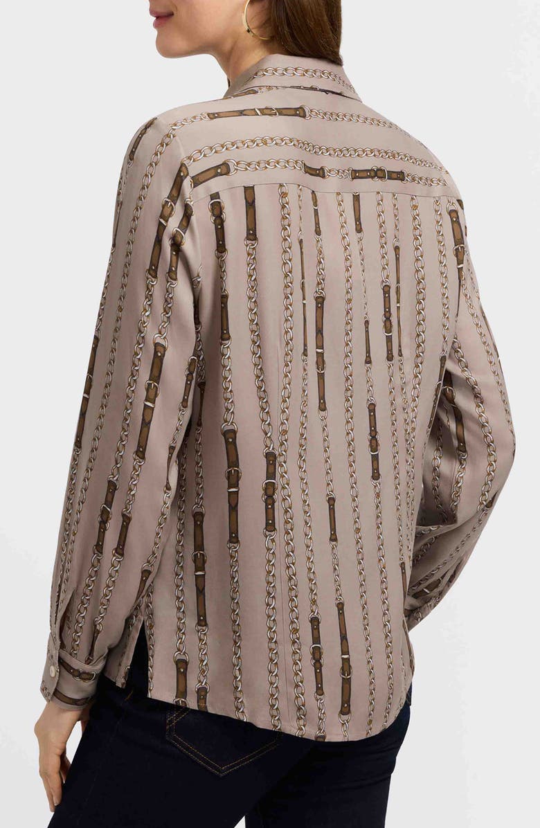 Foxcroft Luna Chain Stripe Button-Up Shirt, Alternate, color, Brown Multi