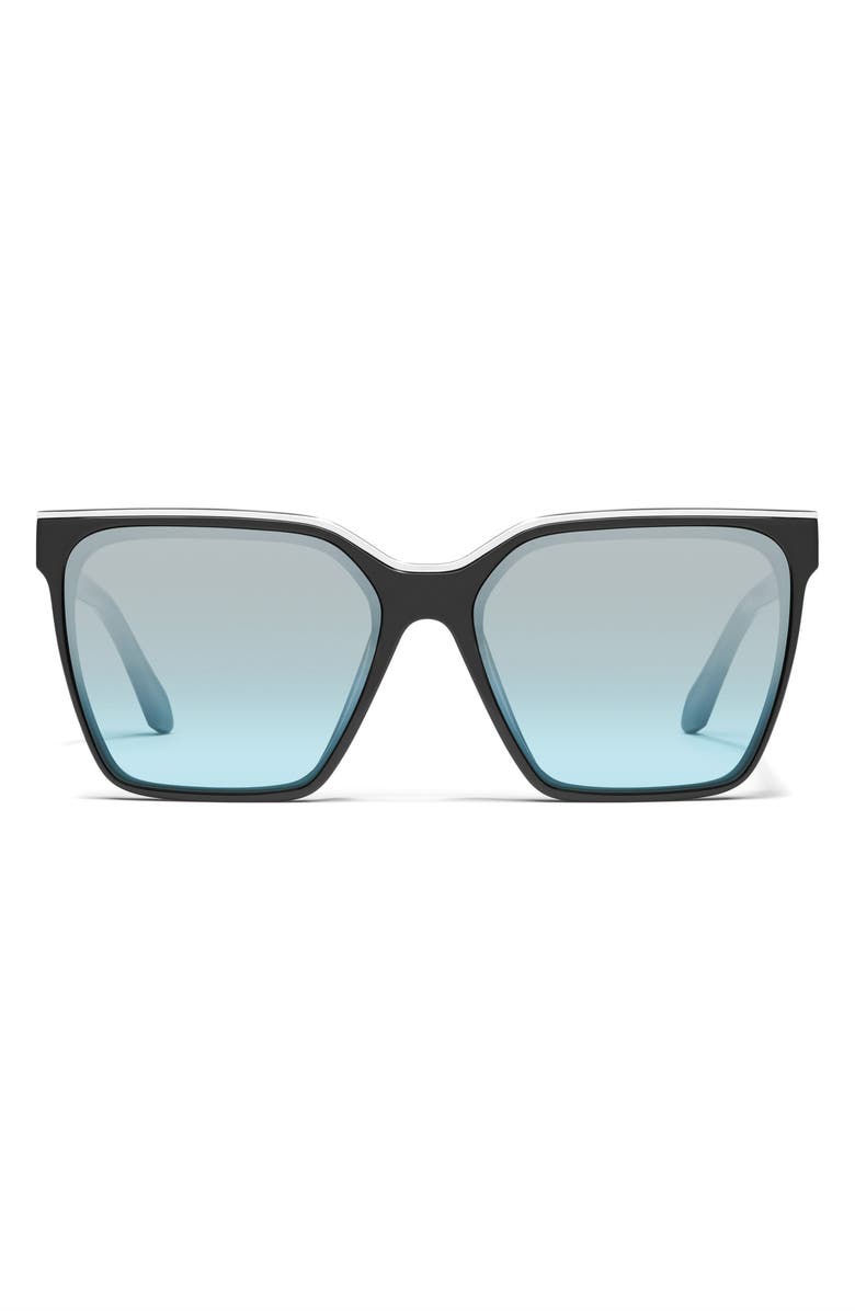 QUAY Level Up 60mm Square Sunglasses, Main, color, Black/Silver Turquoise Flash