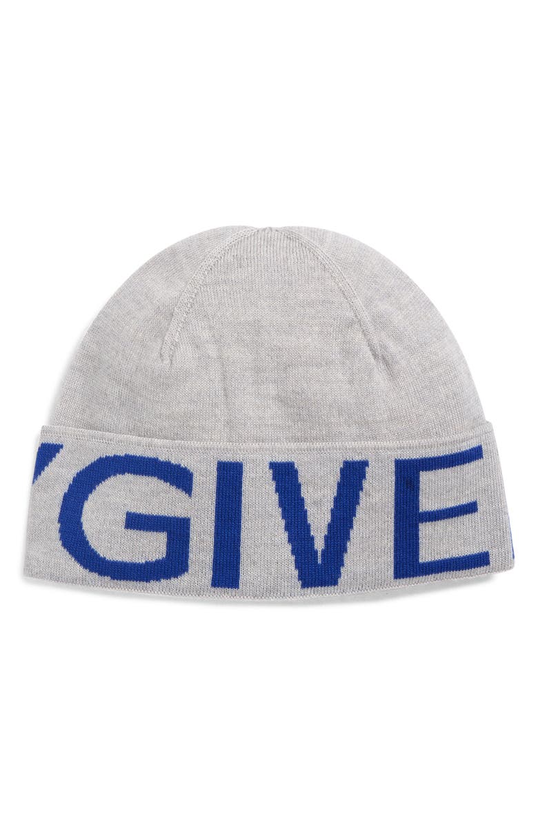 Givenchy Logo Cuffed Beanie, Main, color, Light Grey/Royal Blue