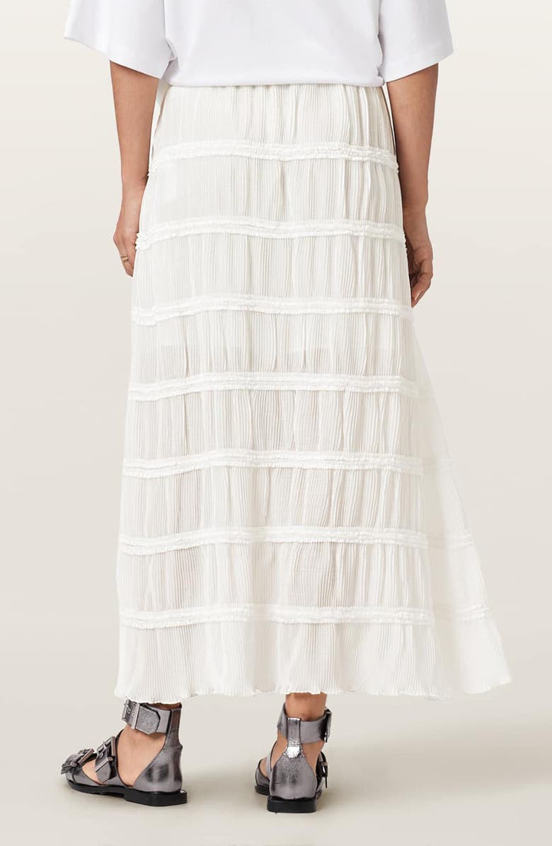 AllSaints Lila Tiered Midi Skirt, Alternate, color, White
