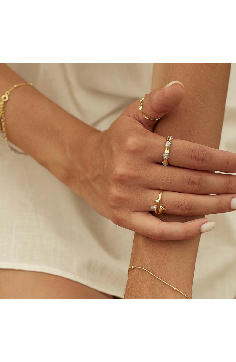 Spero London Helical Sterling Silver Ring Lightly Twisted Ring, Alternate, color, Gold