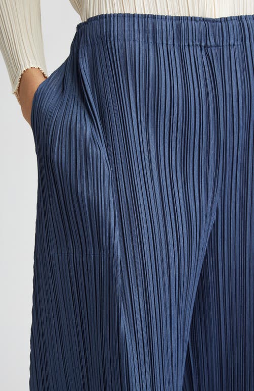 Issey Miyake Pleats Please  Mellow Pleated Crop Pants In Blue