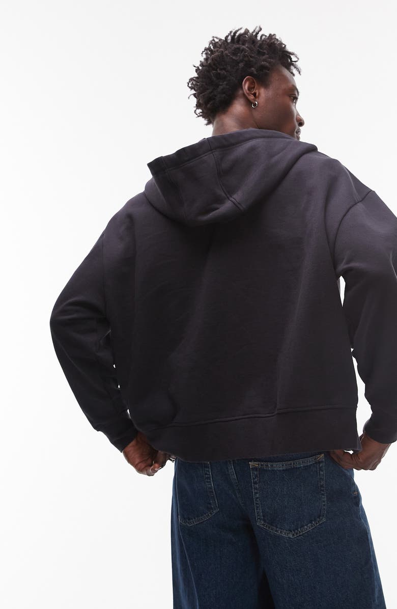Topman Oversize Heavyweight Zip Hoodie, Alternate, color, Black