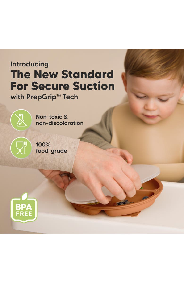 KeaBabies 3-Pack Prep Silicone Suction Plates with Lids, Alternate, color, Terracotta