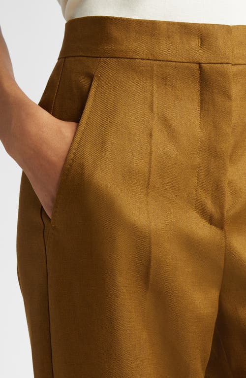 Max Mara Aversa Flax Linen Wide Leg Trousers In Olive Green