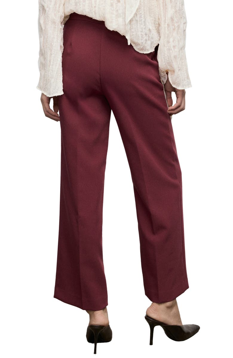 MANGO High Waist Straight Leg Pants, Alternate, color, Maroon