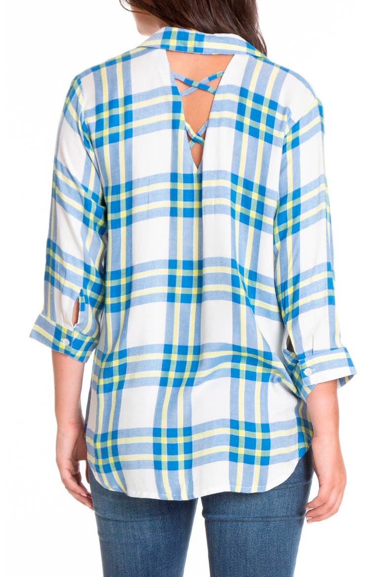 Plaid Tunic with Crisscross Back, Alternate, color, WHITE