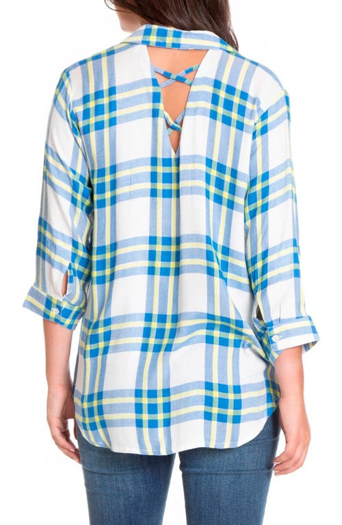 Apny Plaid Tunic With Crisscross Back In White