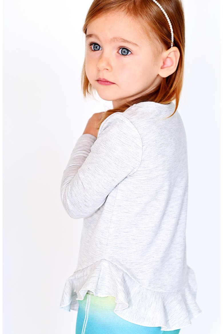 Kids' Lucky Me Embellished Graphic Peplum Top, Alternate, color, HEATHER GREY