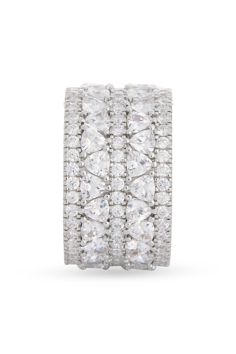 Cubic Zirconia Marquise Wide Ring, Alternate, color, CLEAR- SILVER