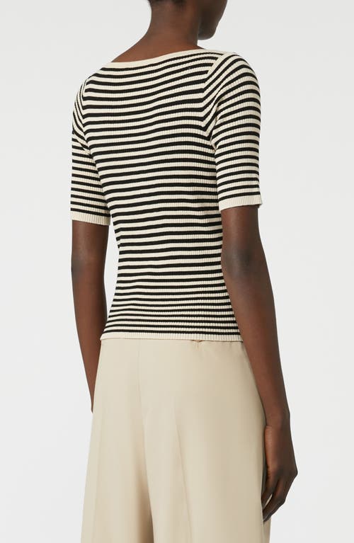 Weekend Max Mara Omens Waser Stripe-pattern Stretch-knit Top Beige In Black
