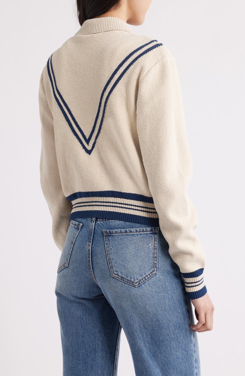 rag & bone Sami Stripe Detail Cotton Blend Zip Cardigan, Alternate, color, 