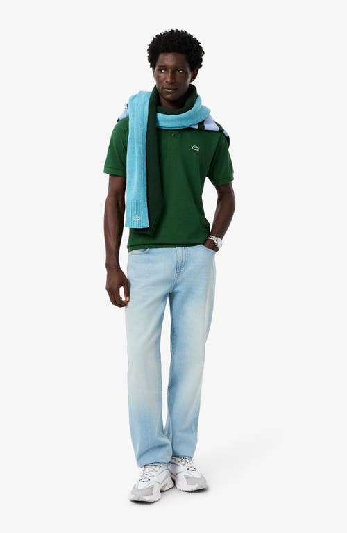 Lacoste Stretch Pique Short-sleeve Slim Fit Polo Shirt In Green