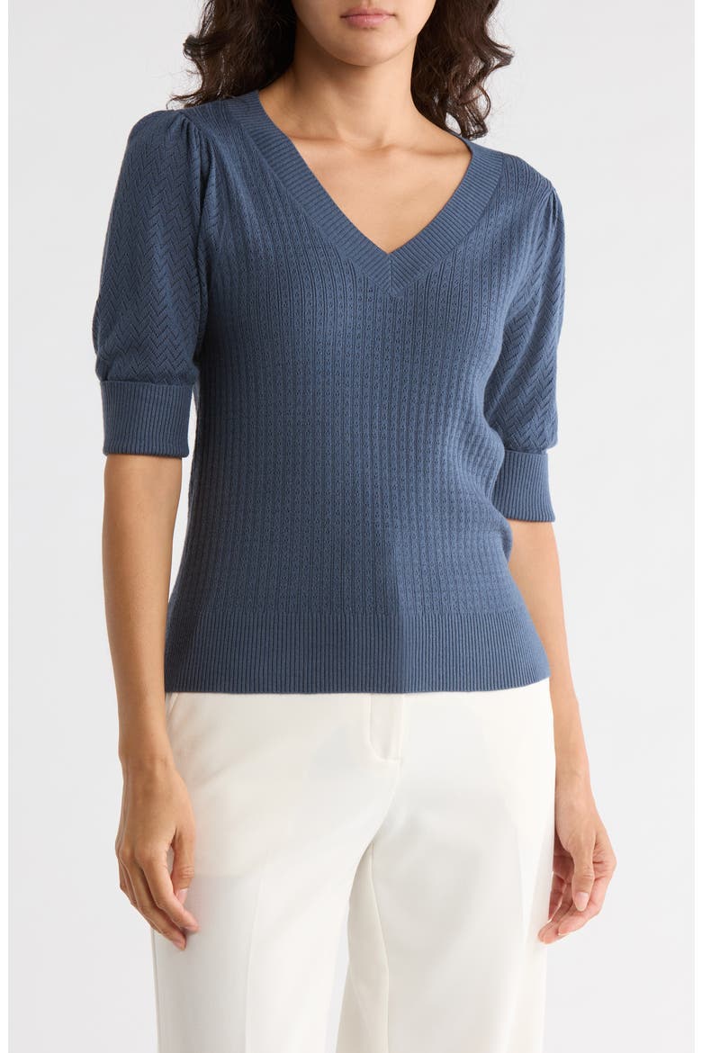 Pointelle Stitch Sweater, Main, color, INKWELL