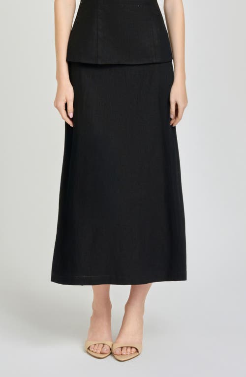 WAYF x Hannah Lovey Porter Capri Linen Blend Midi Skirt (Nordstrom Exclusive) in Black at Nordstrom, Size Large