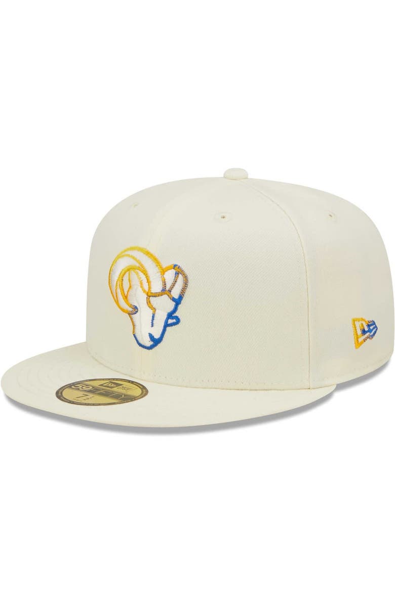 New Era Men's New Era Cream Los Angeles Rams Chrome Color Dim 59FIFTY Fitted Hat, Main, color, Cream