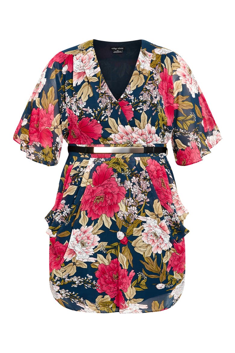 Frida Floral Faux Wrap Dress, Alternate, color, NAVY WILD ROSE
