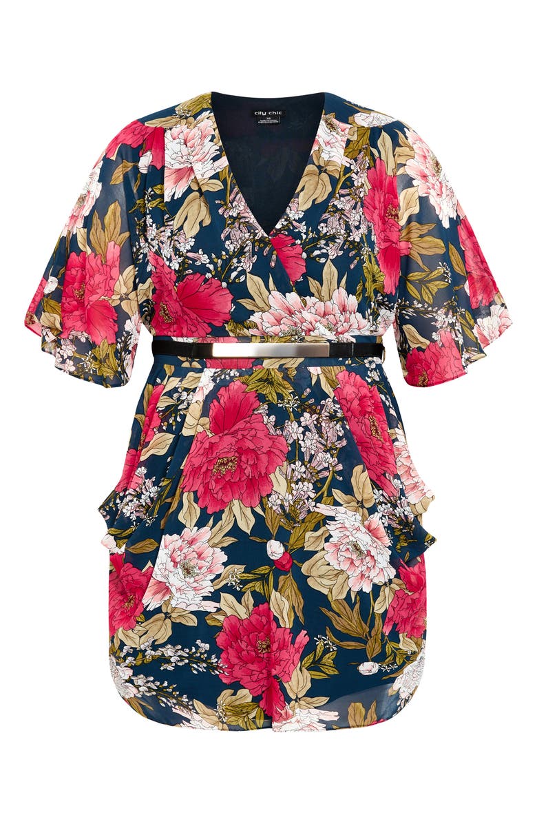 City Chic Frida Floral Faux Wrap Dress, Alternate, color, 