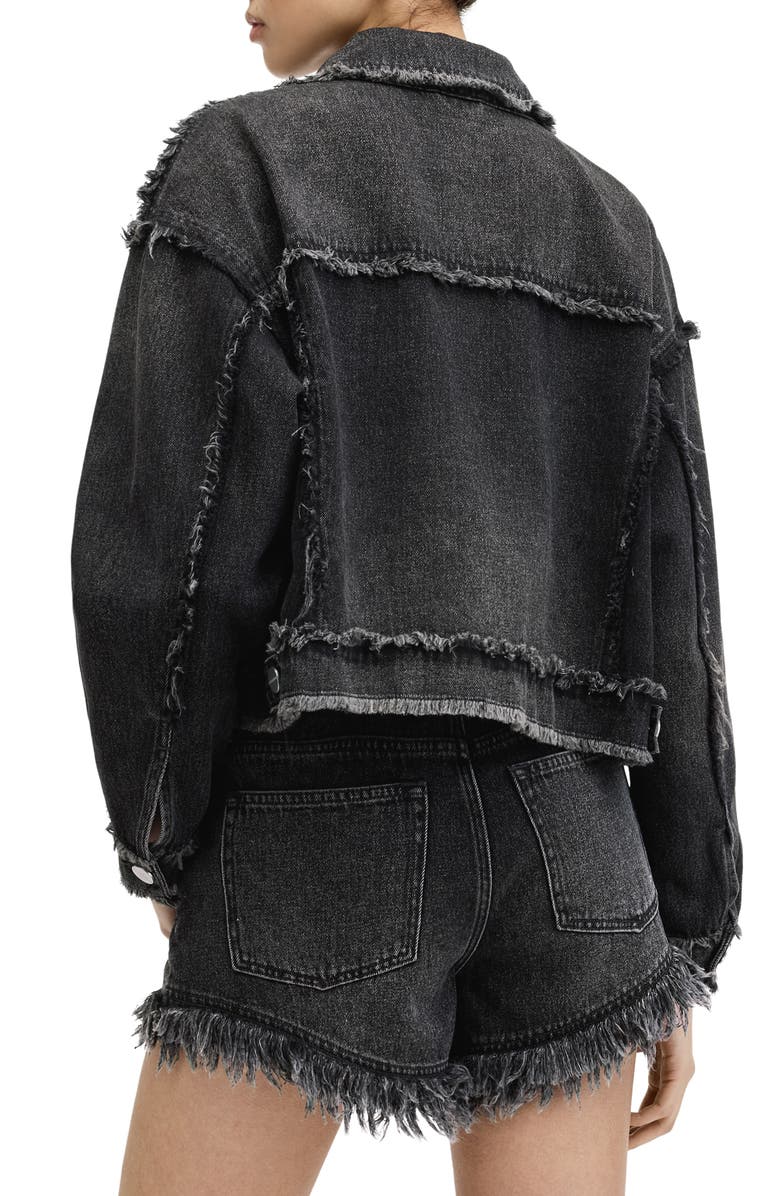 AllSaints Claude Frayed Denim Trucker Jacket, Alternate, color, 