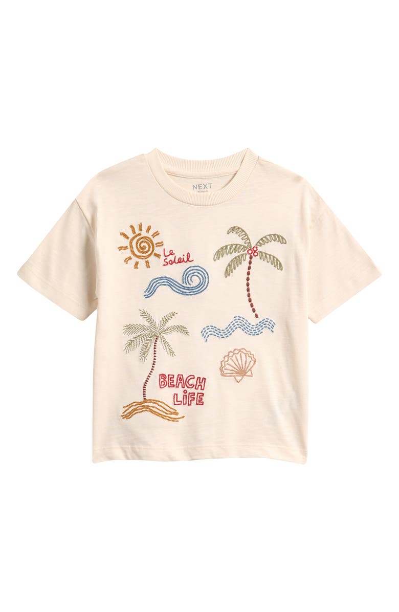 NEXT Kids' Le Soleil Embroidered T-Shirt, Main, color, Neutral