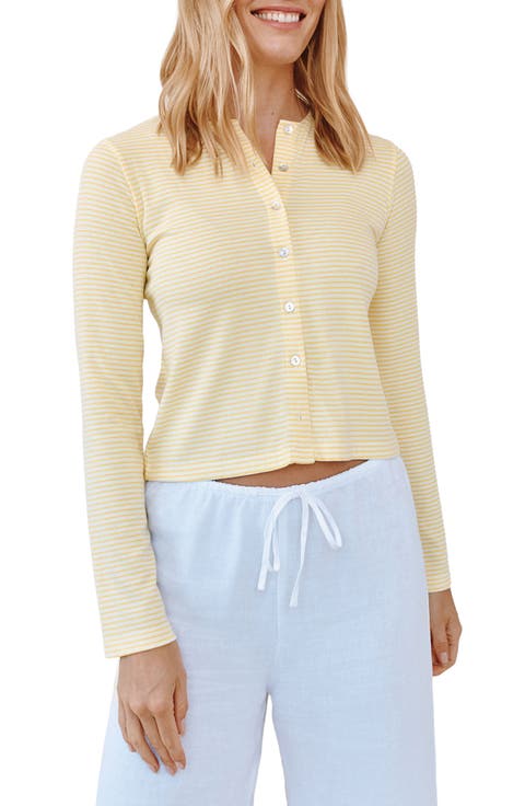 Stripe Crop Ribbed Cardigan