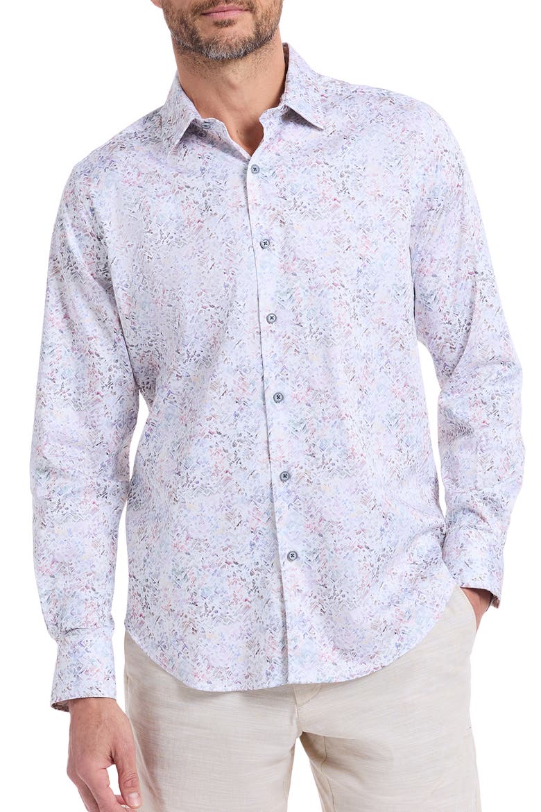 Liverpool Stretch Cotton Button-Up Shirt, Main, color, PURPLE MULTI