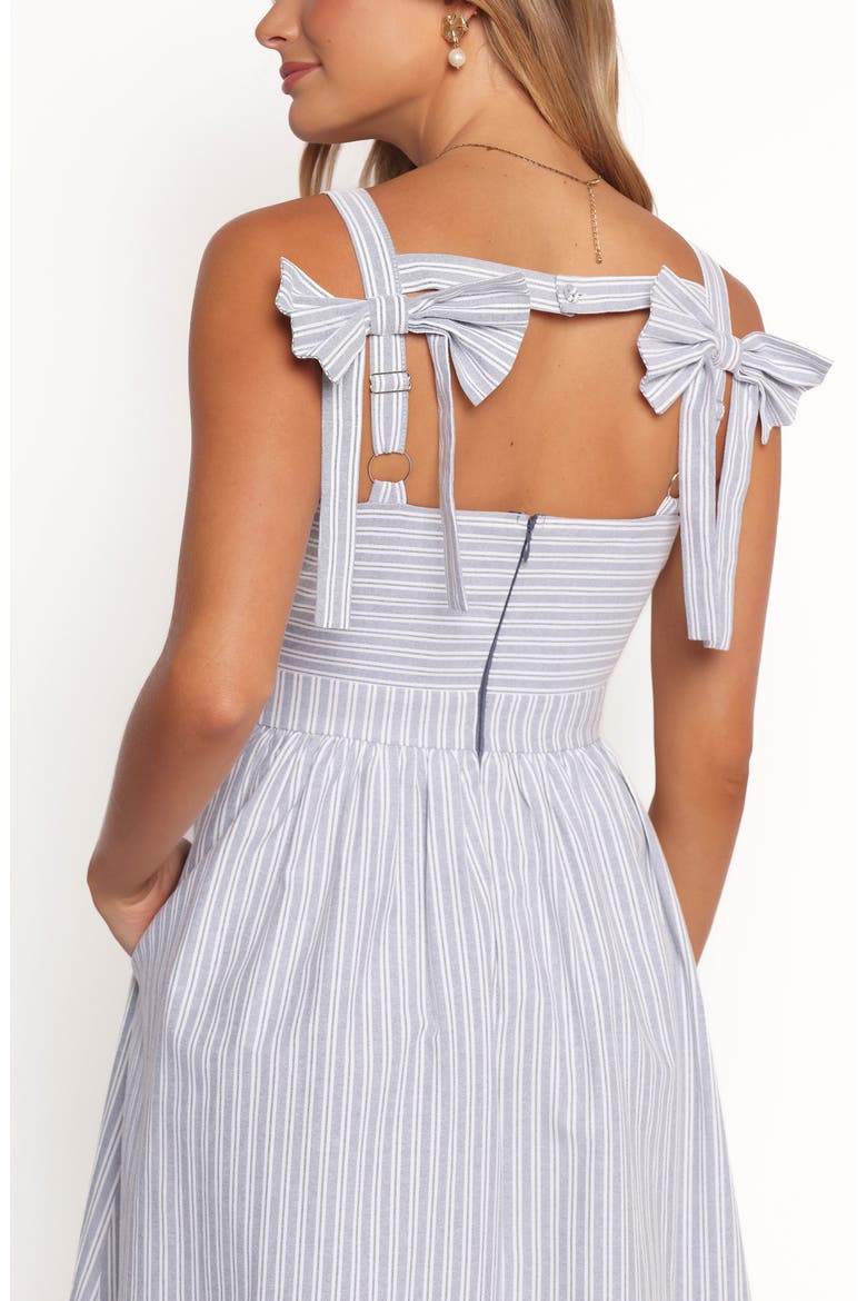 Johanna Stripe A-Line Midi Dress, Alternate, color, GREY/ WHITE