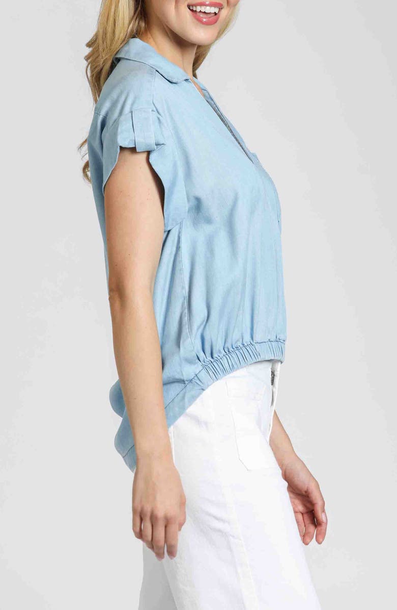 APNY Wrap Front Top, Alternate, color, Light Indigo